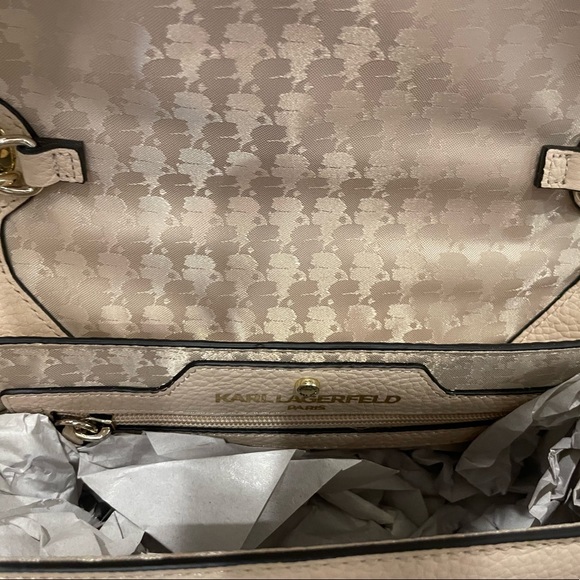 NEW. Karl Lagerfield Nude shoulder bag with gold chain strap. - Picture 5 of 6